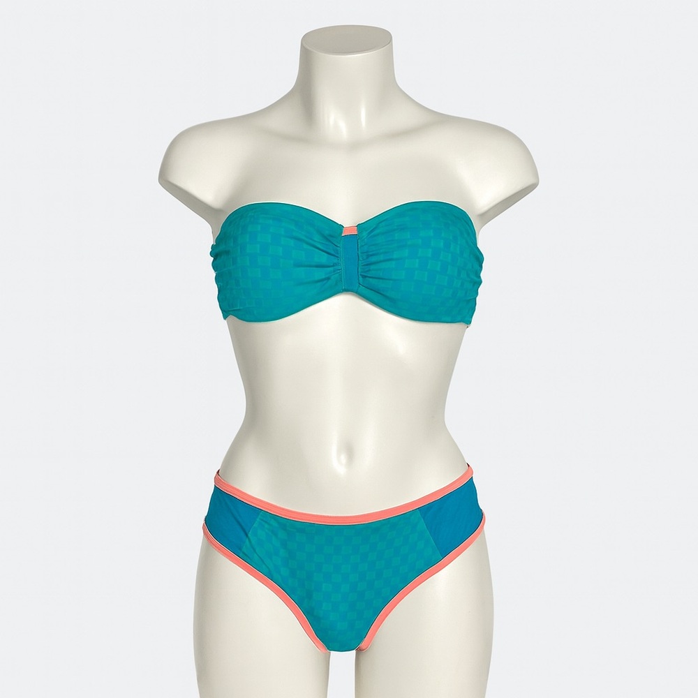 La Vie En Rose Aqua 2 Piece Teal Strapless Bikini